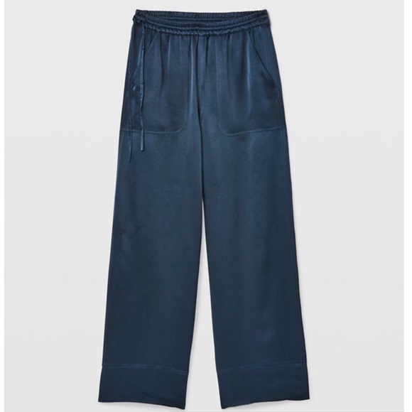 Club Monaco Pants - CLUB MONACO Satin “Pijama” Wide Leg Lounge Pants In Blueberry Sz XS NWT